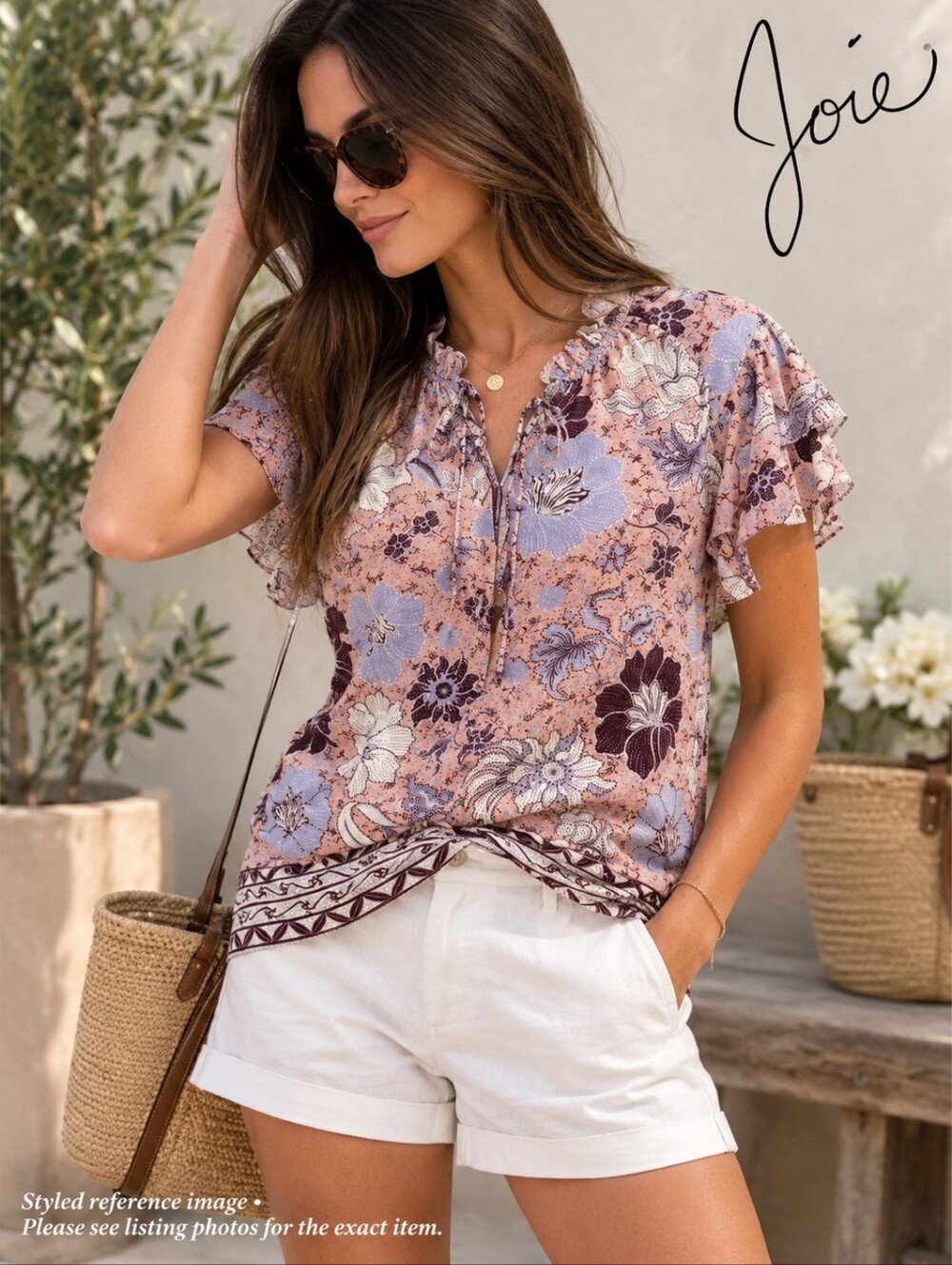 joie Floral Blouse in Pink & Purple Size XS